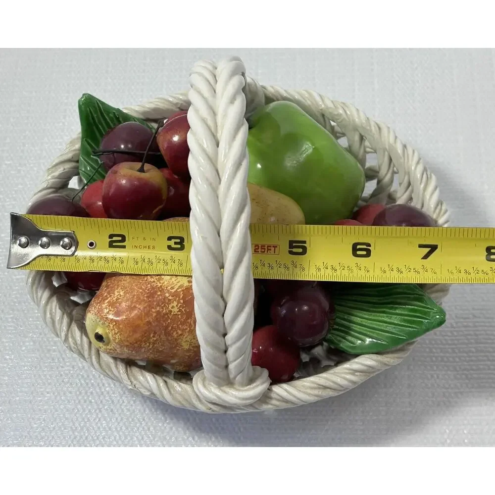 Vintage‎ 1980s MCM Centerpiece Bassano Italy Ceramic Hand-Painted Fruit Basket